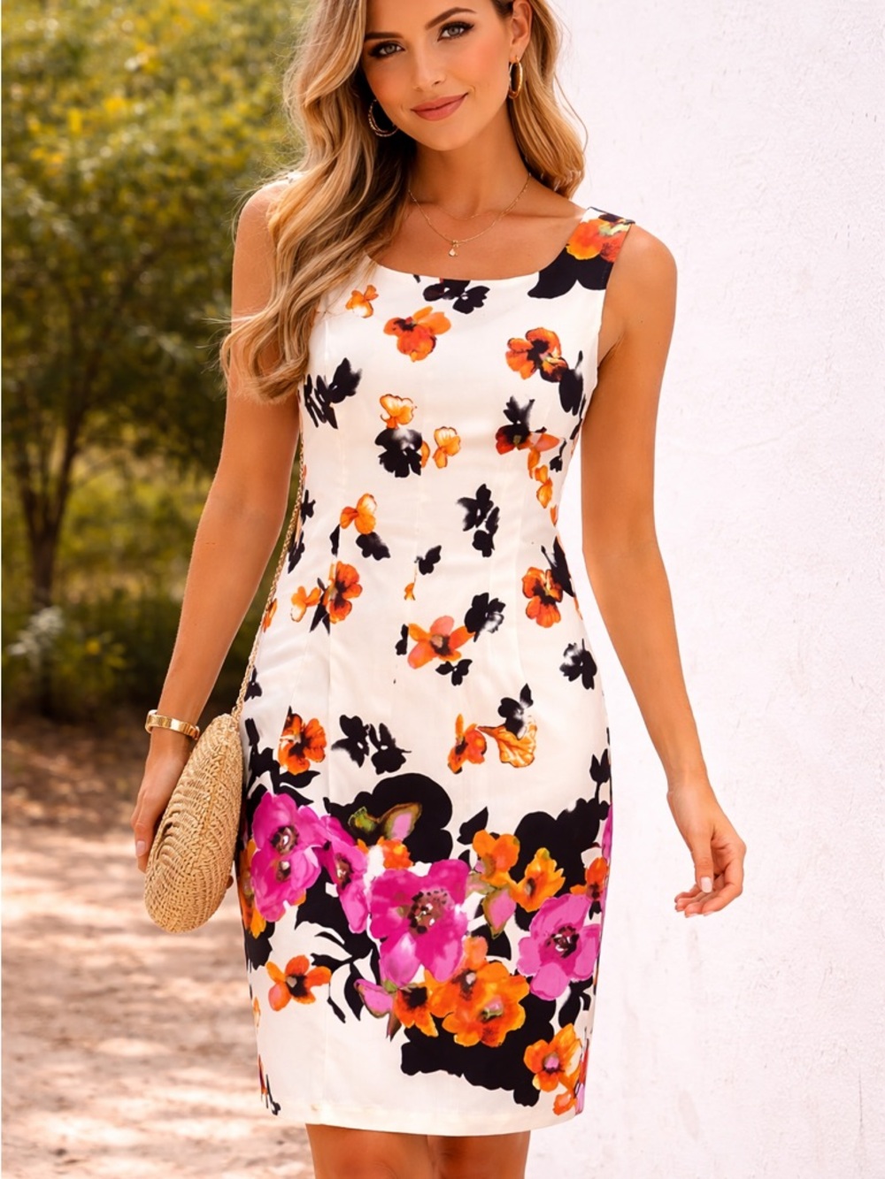 Floral Print Sleeveless Dress by Dressbarn - Size 14
